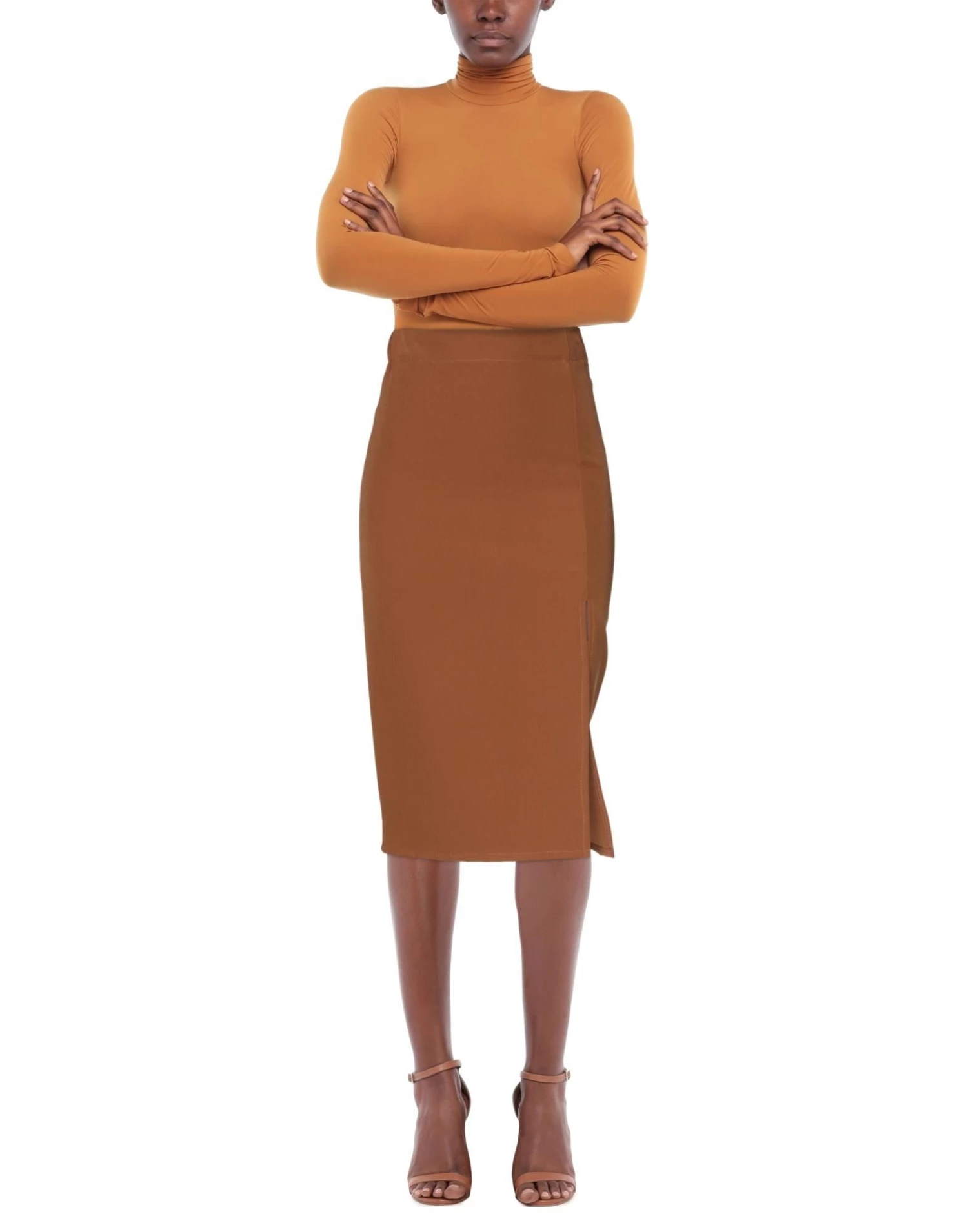 VANESSA SCOTT Midi Skirt For Women Tan 2 VANESSA SCOTT Midi Skirt For Women Tan - Image 2