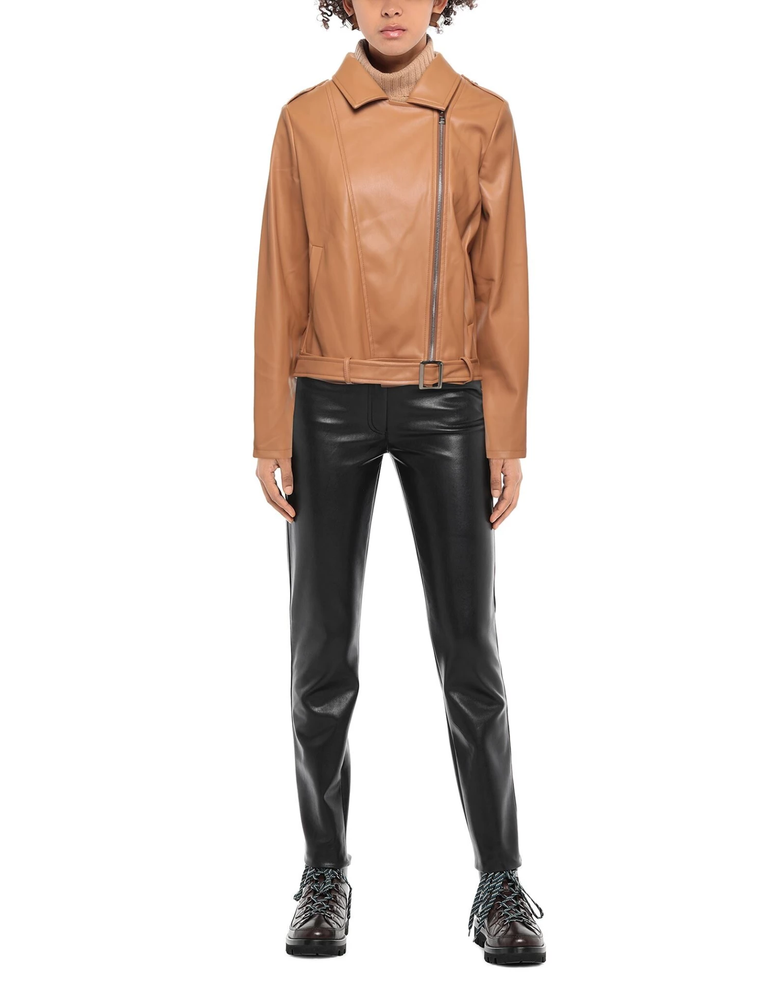 VANESSA SCOTT Biker Jacket For Women Tan 2 VANESSA SCOTT Biker Jacket For Women Tan - Image 2